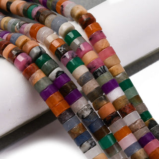 Natural White Jade & Black Netstone & Red Aventurine Disc Beads Strands, Heishi Beads, Mixed Dyed and Undyed, 6x3.5mm, Hole: 1mm, about 52pcs/strand, 7.64''(19.4cm)