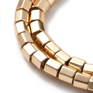 Non-magnetic Hematite Beads Strands, Hexagon, Light Gold Plated, 2.5~3x3x3mm, Hole: 0.8mm, about 132pcs/strand, 16.54''(42cm)