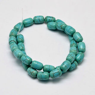 Dyed Barrel Synthetic Turquoise Beads Strands, Turquoise, 12x8mm, Hole: 1mm, about 31pcs/strand, 15.7 inch