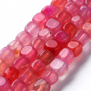 (Agate)  (5-6 mm cubes) 15" strand.  approx 50 beads.  *Cerise