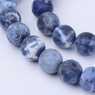Sodalite ( Frosted Natural Rounds)  16" Strand (See Drop Down for Size Options)