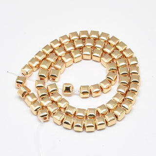 Electroplate Non-magnetic Hematite Beads Strands, Cube, 6x6x6mm, Hole: 2mm; *Approx 70 Beads.  See Color Options
