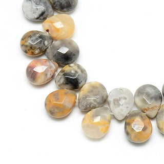 Natural Crazy Lace Agate Gemstone Beads Strands, Top Drilled Beads, Faceted, Teardrop, 12x9~10x6mm, Hole: 1mm, about 30pcs/strand,