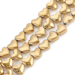 Electroplate Non-magnetic Hematite Beads Strands, Heart, 6x5.5x3mm, Hole: 1mm, about 70 beads