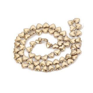 Electroplate Non-magnetic Hematite Beads Strands, Heart, 6x5.5x3mm, Hole: 1mm, about 70 beads