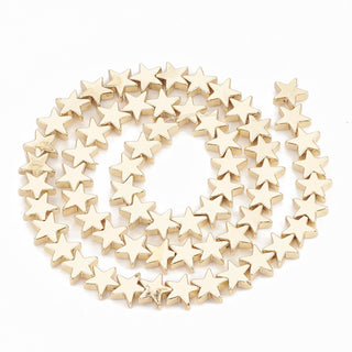 Electroplate Non-magnetic Hematite Beads Strands, Star, 8x8x2.5mm, Hole: 1mm; *Approx 65 Beads.  *See Drop Down for Finish Options