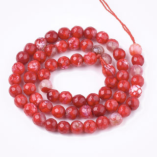 Agate (6 mm Rounds) Crackle Agate in Fire Brick Red  (16" strand)
