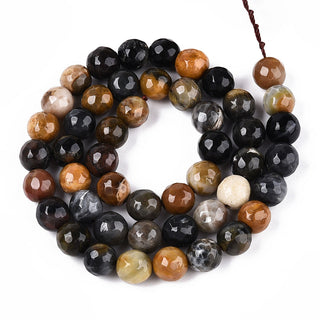 Jade (Dyed Natural White Jade- Organic Mix) *Faceted 8mm Round (approx 47-49 Beads)