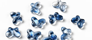 Transparent Glass Beads, Butterfly, Marine Blue, 10x14.5x4.5mm, Hole: 1mm.  (10 Beads)