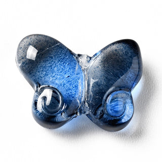 Transparent Glass Beads, Butterfly, Marine Blue, 10x14.5x4.5mm, Hole: 1mm.  (10 Beads)