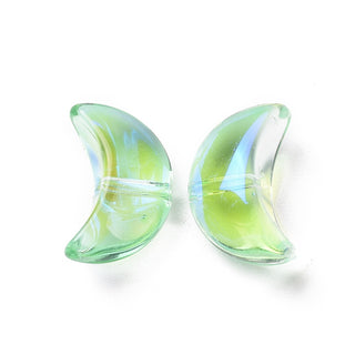 Transparent Electroplate Glass Beads, AB Color Plated, Moon,14x9x6.5mm, Hole: 1.2mm.  (10 Beads) *See Color Options.