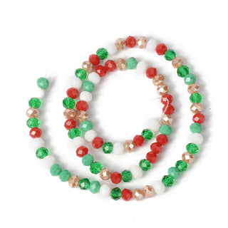 Christmas Theme Glass Beads Strands, Faceted, Abacus,  6x5mm, Hole: 1mm, about 89~93pcs/strand, 17.01~17.52 inch(43.2~44.5cm)