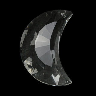 Transparent Glass Big Pendants, Faceted, Crescent Moon, Clear, 50x31x15mm, Hole: 1.8mm.  (Sold Individually)