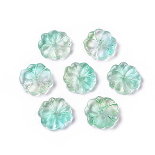 Transparent Glass Beads, Flower, Two Tone,, 15x4mm, Hole: 1.2mm.  *See Color Options.
