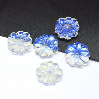 Transparent Glass Beads, Flower, Two Tone,, 15x4mm, Hole: 1.2mm.  *See Color Options.