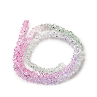 Transparent Glass Bead Strands, Segmented Multi-color Beads, Triangle, Orchid, 4.5x4x3.5mm, Hole: 1mm, approx 135 beads per strand.