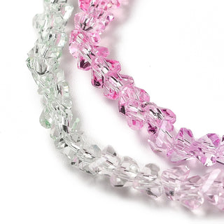 Transparent Glass Bead Strands, Segmented Multi-color Beads, Triangle, Orchid, 4.5x4x3.5mm, Hole: 1mm, approx 135 beads per strand.