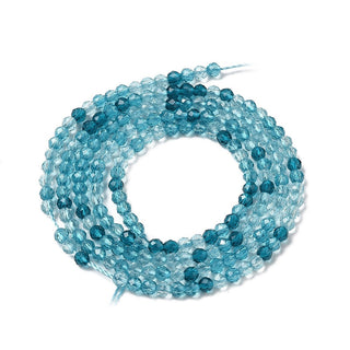 Transparent Glass Beads Strands, Small Beads, Faceted, Round, 2mm, Hole: 0.6mm, about 188pcs/strand, 14.09''(35.8cm).