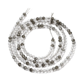Transparent Glass Beads Strands, Small Beads, Faceted, Round, Shades of Grey, 2mm, Hole: 0.6mm, about 188pcs/strand, 14.09''(35.8cm)
