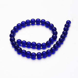 Glass Round Bead Strands, Deep Blue, 10mm, Hole: 1mm, about 32pcs/strand, 11 inch