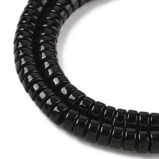 Opaque Glass Beads Strands, Disc, Black, 6x3mm, Hole: 1.2mm.  (Approx 55 Beads)