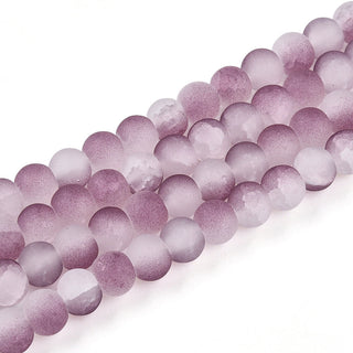 Glass (Frosted Crackle) Rounds *Old Rose.   Rounds.  6mm.  Approx 60 Beads.