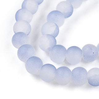 Glass (Frosted Crackle) Rounds *Medium Slate Blue.   Rounds.  6mm.  Approx 60 Beads.