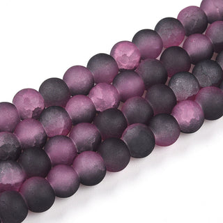 Glass (Frosted Crackle) Rounds *Purple Lavender.   Rounds.  6mm.  Approx 60 Beads.