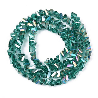 Electroplate Transparent Glass Beads Strands, Triangle, AB Color Plated, Faceted, Teal, 3~3.5x4~4.5x4~4.5mm, Hole: 0.8mm, about 121~131 beads/strand,