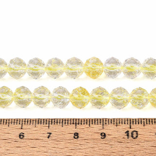 Crackle Transparent Glass Beads Strands, Round, Faceted, Light Yellow, 7.5~8mm, Hole: 1~1.2mm, about 52~53pcs/strand