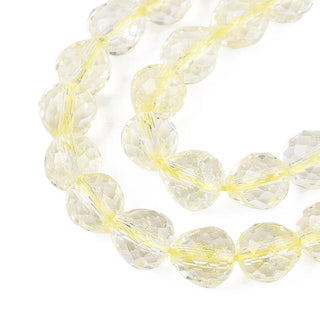 Crackle Transparent Glass Beads Strands, Strawberry Shape, Faceted, Light Goldenrod Yellow, 8~9x7.5~8.5mm, Hole: 1.2~1.4mm, about 41~43pcs/strand.