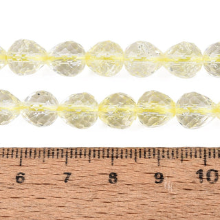 Crackle Transparent Glass Beads Strands, Strawberry Shape, Faceted, Light Goldenrod Yellow, 8~9x7.5~8.5mm, Hole: 1.2~1.4mm, about 41~43pcs/strand.