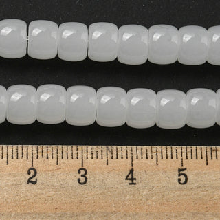 Imitation Jade Glass Beads Strands, Barrel, WhiteSmoke, 8x6mm, Hole: 1.6mm, about 61~62pcs/strand, 14.84''~15.16''(37.7~38.5cm)