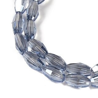 Electroplate Glass Beads Strands, Pearl Luster Plated, Faceted, Oval, Light Steel Blue, 7.5x4.5mm, Hole: 0.9mm, about 60pcs/strand