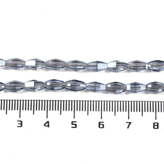 Electroplate Glass Beads Strands, Pearl Luster Plated, Faceted, Oval, Light Steel Blue, 7.5x4.5mm, Hole: 0.9mm, about 60pcs/strand
