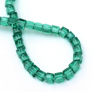 Electroplate Glass Bead Strands, Faceted, Cube, Sea Green (Holiday Green), 6x6x6mm, Hole: 1mm, about 50 pcs/strand,