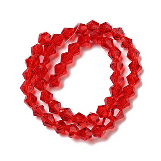 Bicone (Glass)  *Clear Rich Red 6mm size.  (approx 45 beads strand).