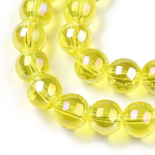 Electroplate Transparent Glass Beads Strands, AB Color Plated, Round, 8~8.5mm, Hole: 1.5mm, approx 50 Beads.  *See color Options.