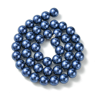 Glass "Pearl Style"  Round Bead Strands, Midnight Blue, 10mm, Hole: 1mm, about 42 Beads.