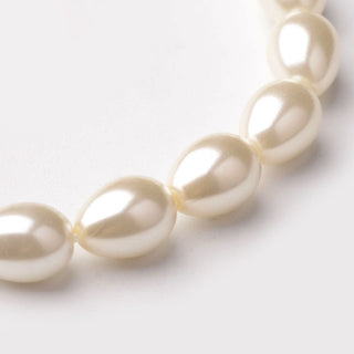 Eco-Friendly Glass Pearl teardrop, Beads Strands, Grade A, Wheat, 9x7mm, Hole: 1mm, about 44pcs/strand, 16.1 inch