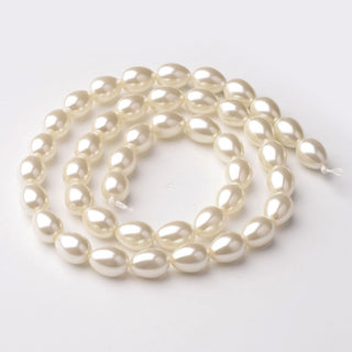 Eco-Friendly Glass Pearl teardrop, Beads Strands, Grade A, Wheat, 9x7mm, Hole: 1mm, about 44pcs/strand, 16.1 inch
