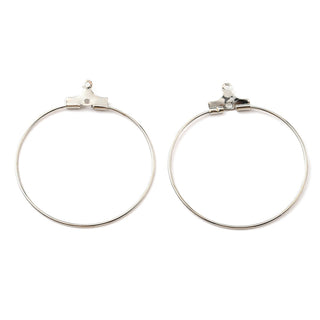 Iron Ring Hoop Earring Pendant, 2-Loop Link Pendants, Platinum, 34.5x31.5x0.7mm, Hole: 1mm (Packed 10 ear wires/ 5 pair)