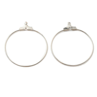 Iron Ring Hoop Earring Pendant, 2-Loop Link Pendants, Platinum, 34.5x31.5x0.7mm, Hole: 1mm (Packed 10 ear wires/ 5 pair)