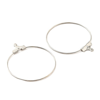 Iron Ring Hoop Earring Pendant, 2-Loop Link Pendants, Platinum, 34.5x31.5x0.7mm, Hole: 1mm (Packed 10 ear wires/ 5 pair)