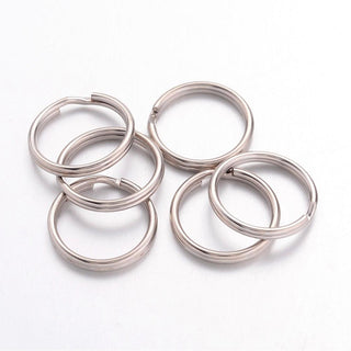 Iron Split Key Rings, Double Loops Jump Rings, Platinum, 16x2mm, Inner Diameter: 14.5mm.  (Packed 25 Rings)