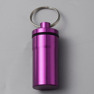 Outdoor Portable Aluminium Alloy Small Pill Case, with Key Ring, Platinum,, 7.2cm.  (See Color Options)
