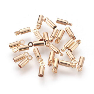 Brass Cord Ends, Light Gold, 6x2mm, Hole: 0.8mm, Inner Diameter: 1.5mm. (Packed 25 Pieces)