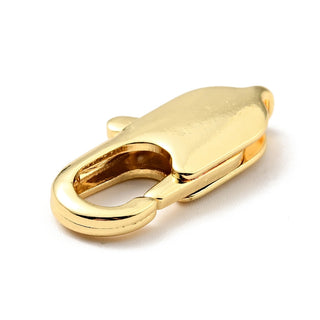 Brass Lobster Claw Clasps, Cadmium Free & Lead Free, Oval, Real 18K Gold Plated, 26x12x4.5mm.  (Packed Individually).