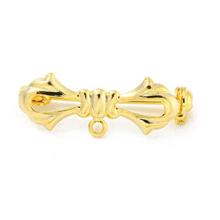 Bowknot Brass Brooches Findings, Gold Color, 21x22x12mm, Hole: 2x3mm.  Packed 5 Pins.