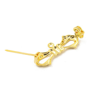 Bowknot Brass Brooches Findings, Gold Color, 21x22x12mm, Hole: 2x3mm.  Packed 5 Pins.